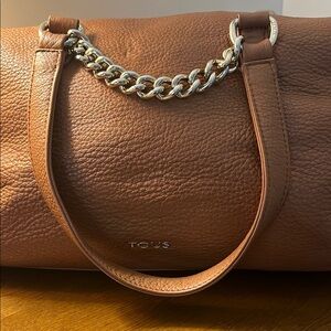 Tous Brown and Silver Shoulder Bag with Chain Detail